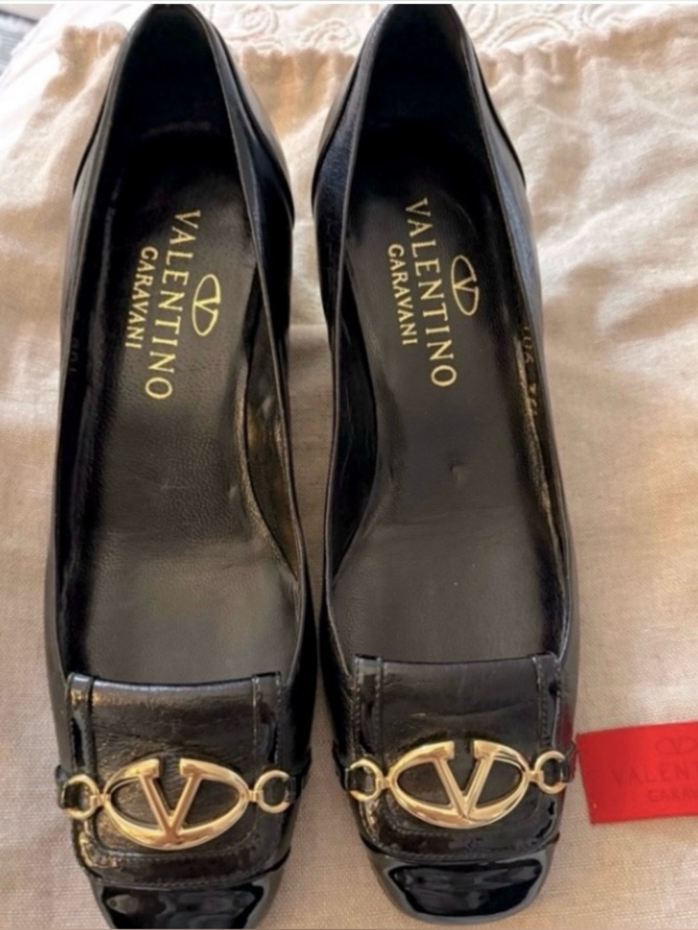 Valentino Garavani Black Heels with Gold Accent